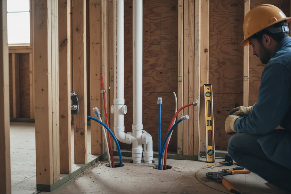 Drain and supply rough-in during Leak Detection in Twin Lakes