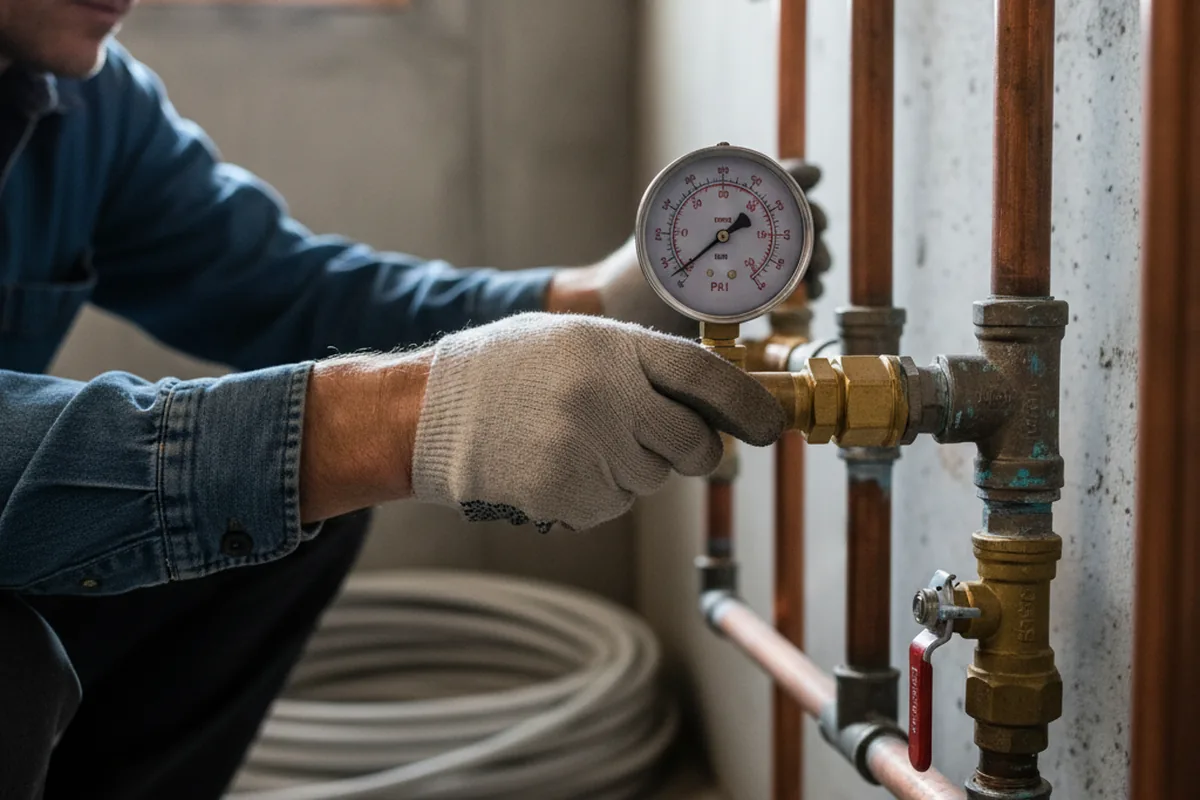 Pressure testing a repaired line during Water Line Repair in Twin Lakes
